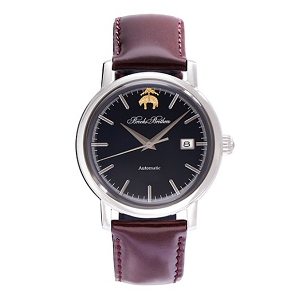 Round Watch with Calfskin Band - Navy